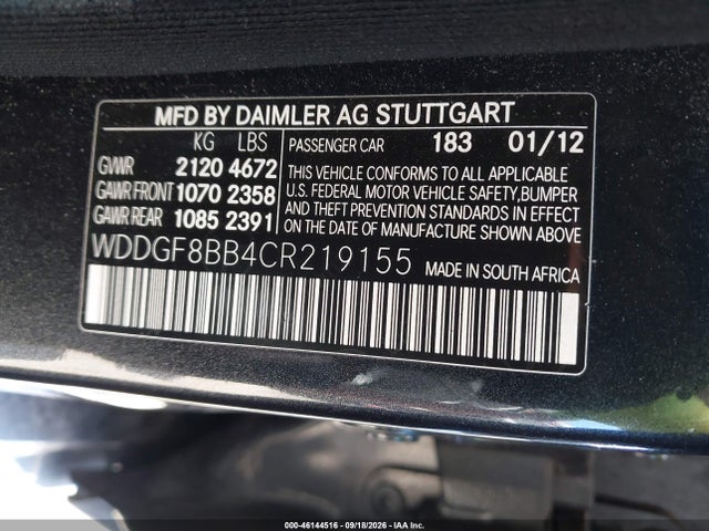 Продаж на аукціоні авто 2012 Mercedes-benz C 300 Luxury 4matic, vin: WDDGF8BB4CR219155, номер лоту: 46144516
