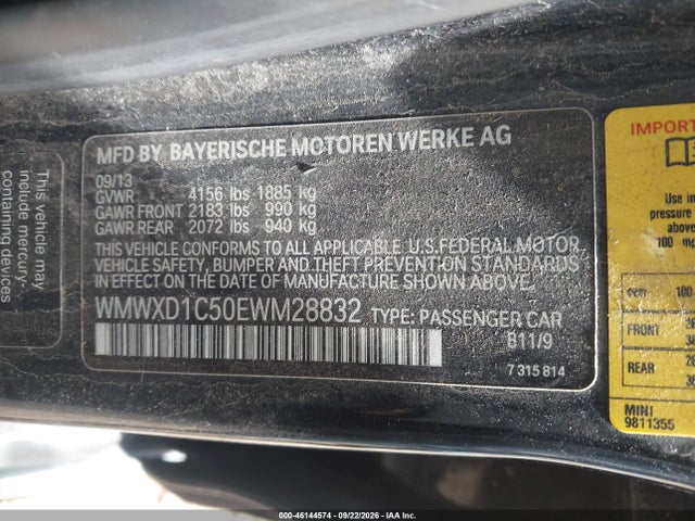 Продажа на аукционе авто 2014 Mini Countryman John Cooper Works, vin: WMWXD1C50EWM28832, номер лота: 46144574