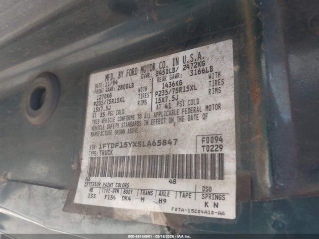 Продаж на аукціоні авто 1995 Ford F150, vin: 1FTDF15YXSLA65847, номер лоту: 46144581