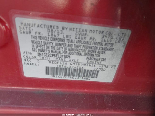 Nissan Versa Note Sv 2014 3N1CE2CP6EL371826 Image 9
