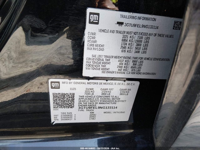 Продаж на аукціоні авто 2022 Gmc Sierra 1500 Limited 4wd  Short Box Denali, vin: 3GTU9FEL9NG133114, номер лоту: 46144683