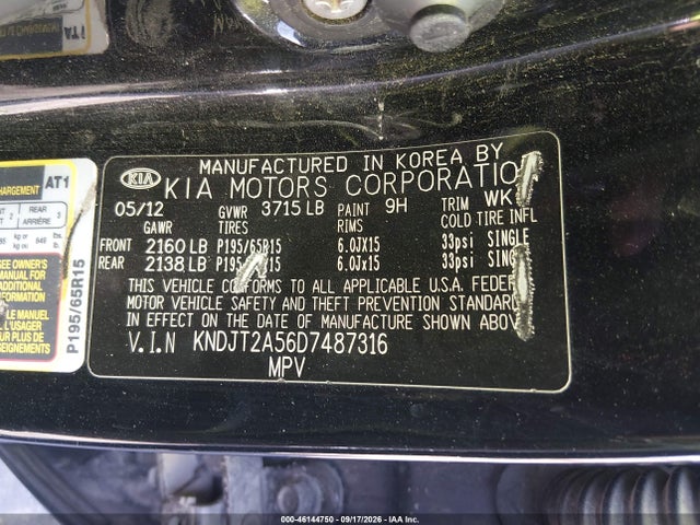 Aukcja sprzedaży 2013 Kia Soul, vin: KNDJT2A56D7487316, numer aukcji: 46144750