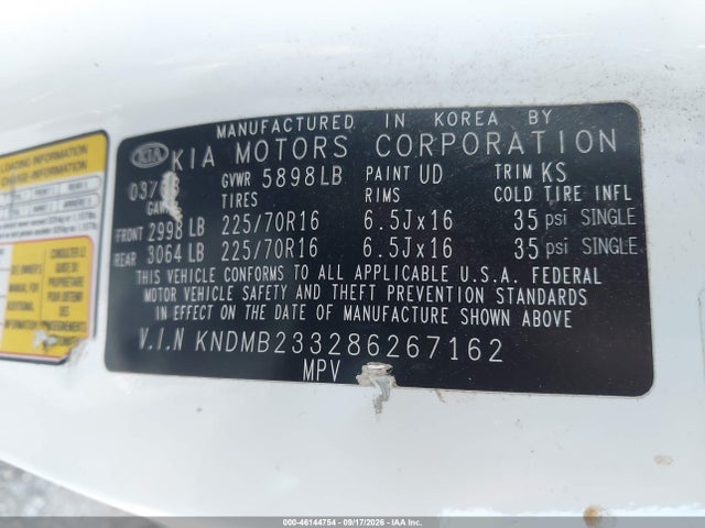 Продаж на аукціоні авто 2008 Kia Sedona Lx, vin: KNDMB233286267162, номер лоту: 46144754
