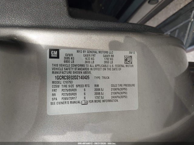 Продажа на аукционе авто 2013 Chevrolet Silverado 1500 Lt, vin: 1GCRCSE02DZ140426, номер лота: 46144812