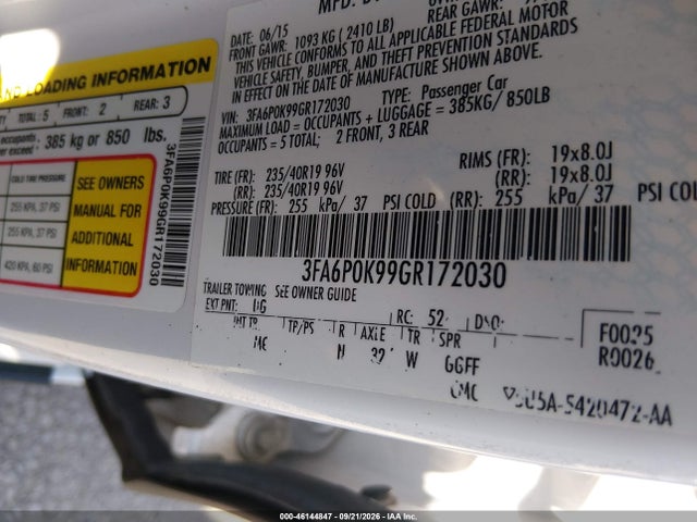 Ford Fusion Titanium 2016 3FA6P0K99GR172030 Image 9