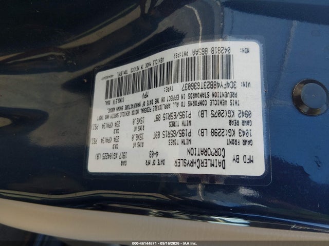 Aukcja sprzedaży 2003 Chrysler Pt Cruiser, vin: 3C4FY48B23T636037, numer aukcji: 46144871