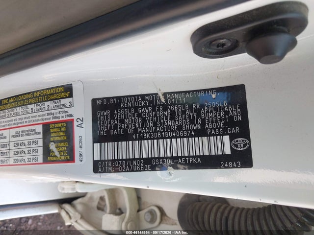 Продаж на аукціоні авто 2011 Toyota Avalon Limited, vin: 4T1BK3DB1BU406974, номер лоту: 46144954