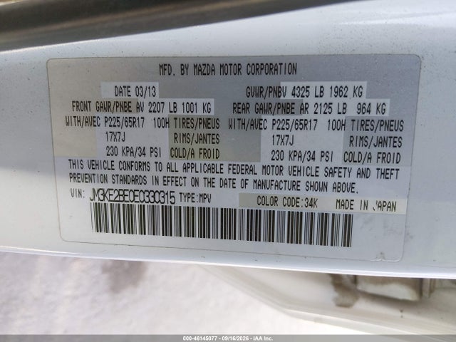 JM3KE2BE0E0330315 Mazda CX-5 SPORT