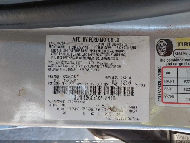 Продажа на аукционе авто 2010 Lincoln Mkz, vin: 3LNHL2GC5AR618417, номер лота: 46145091
