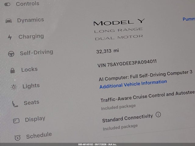 7SAYGDEE3PA094011 Tesla Model Y Awd/long Range Dual Motor All-wheel Drive