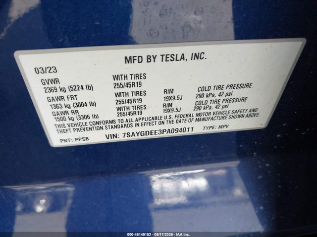 7SAYGDEE3PA094011 Tesla Model Y Awd/long Range Dual Motor All-wheel Drive