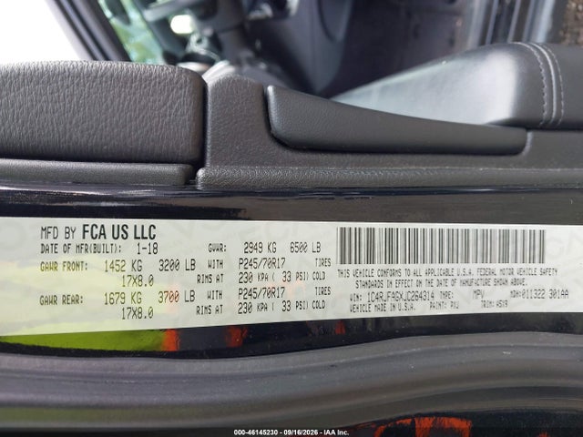 2018 Jeep Grand Cherokee Laredo E 4x4 მანქანა იყიდება აუქციონზე, vin: 1C4RJFAGXJC264314, აუქციონის ნომერი: 46145230