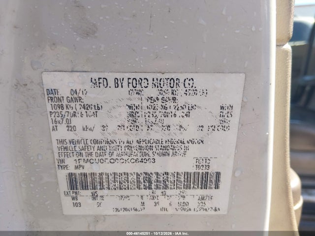 Продажа на аукционе авто 2012 Ford Escape Limited, vin: 1FMCU0EG0CKC64993, номер лота: 46145251