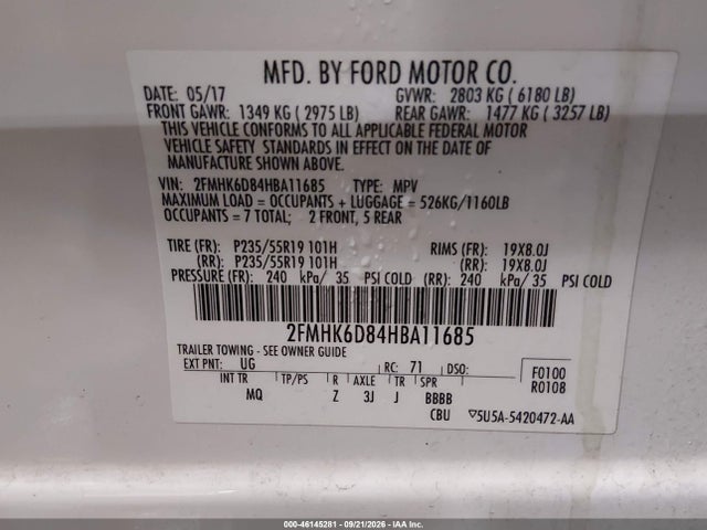 Ford Flex Limited 2017 2FMHK6D84HBA11685 Image 9