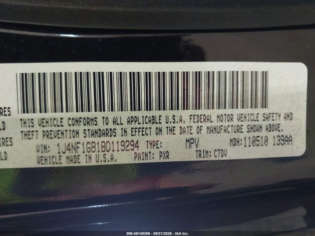 Aukcja sprzedaży 2011 Jeep Patriot Sport, vin: 1J4NF1GB1BD119294, numer aukcji: 46145286