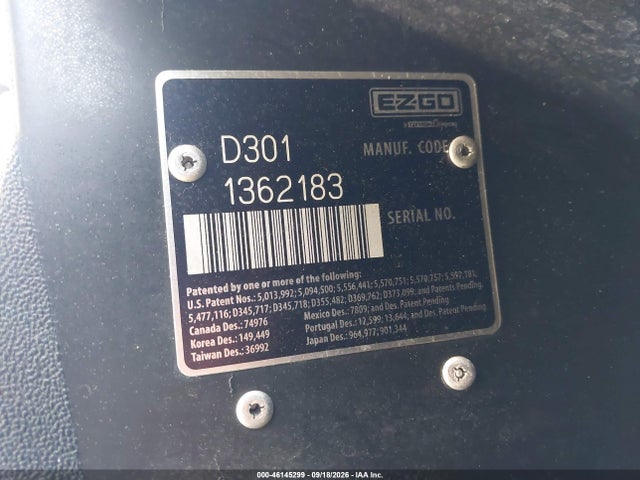 2002 Ezgo Txt Golf Cart მანქანა იყიდება აუქციონზე, vin: 1362183, აუქციონის ნომერი: 46145299