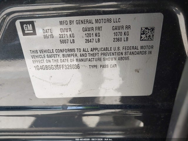 Buick Lacrosse Leather 2015 1G4GB5G36FF326036 Image 9