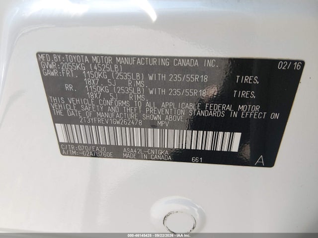 2T3YFREV1GW262478 Toyota Rav4 Limited