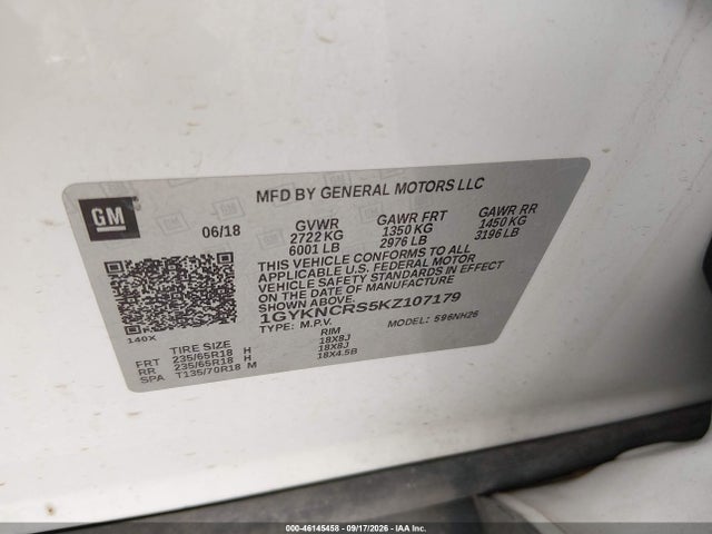 Продаж на аукціоні авто 2019 Cadillac Xt5 Luxury, vin: 1GYKNCRS5KZ107179, номер лоту: 46145458