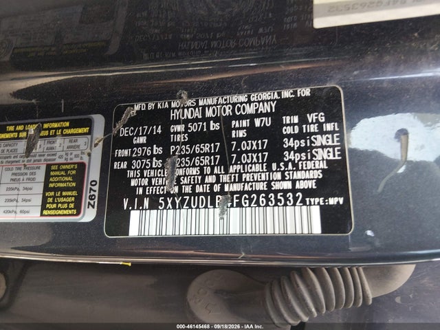 Продаж на аукціоні авто 2015 Hyundai Santa Fe Sport 2.4l, vin: 5XYZUDLB4FG263532, номер лоту: 46145468