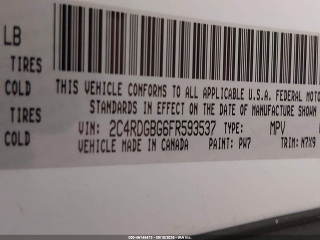 Продаж на аукціоні авто 2015 Dodge Grand Caravan Se, vin: 2C4RDGBG6FR593537, номер лоту: 46145473