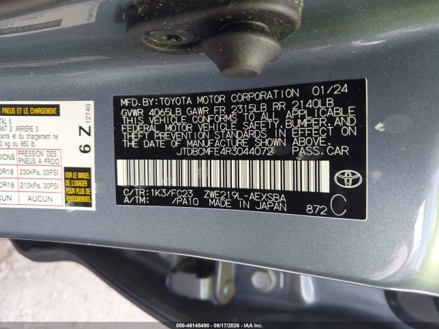 Toyota Corolla Hybrid Se 2024 JTDBCMFE4R3044072 Image 9