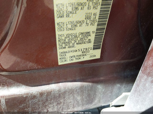 Продаж на аукціоні авто 2016 Nissan Titan Xd Platinum Reserve Diesel, vin: 1N6BA1F41GN517971, номер лоту: 46145497