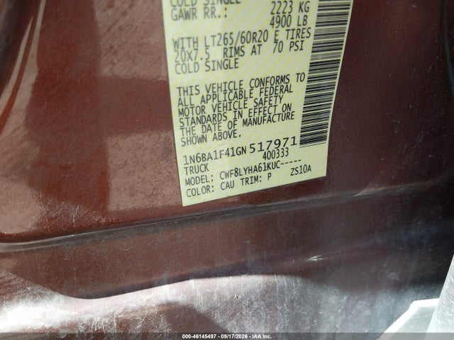 Продаж на аукціоні авто 2016 Nissan Titan Xd Platinum Reserve Diesel, vin: 1N6BA1F41GN517971, номер лоту: 46145497