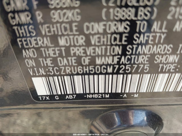 Продаж на аукціоні авто 2016 Honda Hr-v Ex, vin: 3CZRU6H50GM725775, номер лоту: 46145601