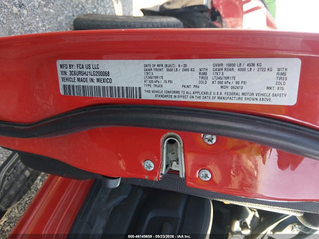 46145659 :رقم المزاد ، 3C6UR5HJ1LG200068 vin ، 2020 Ram 2500 Tradesman  4x4 8' Box مزاد بيع