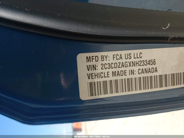 Продаж на аукціоні авто 2022 Dodge Challenger Sxt, vin: 2C3CDZAGXNH233456, номер лоту: 46145680
