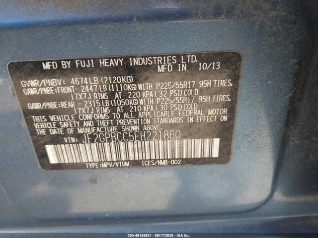 46145681 :رقم المزاد ، JF2GPBCC5EH221860 vin ، 2014 Subaru Xv Crosstrek Hybrid 2.0i مزاد بيع