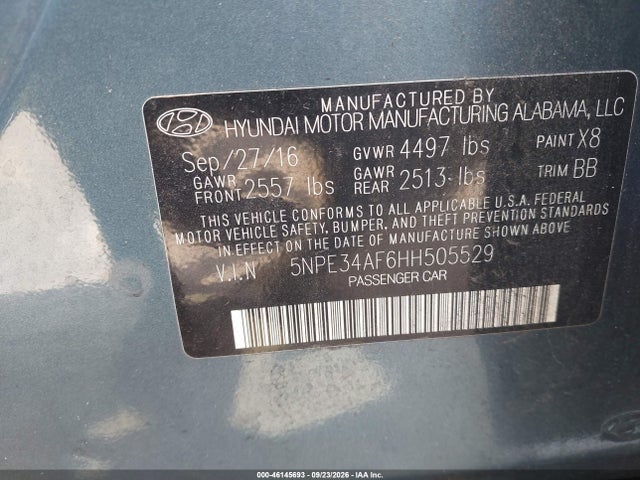 Продажа на аукционе авто 2017 Hyundai Sonata Sport, vin: 5NPE34AF6HH505529, номер лота: 46145693