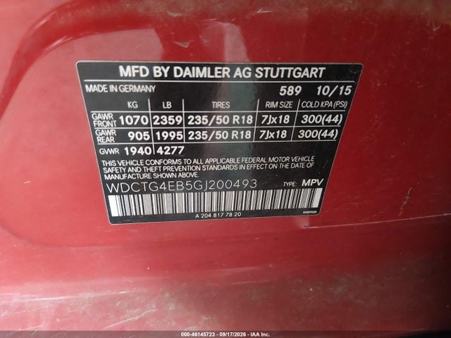 Продаж на аукціоні авто 2016 Mercedes-benz Gla 250, vin: WDCTG4EB5GJ200493, номер лоту: 46145723
