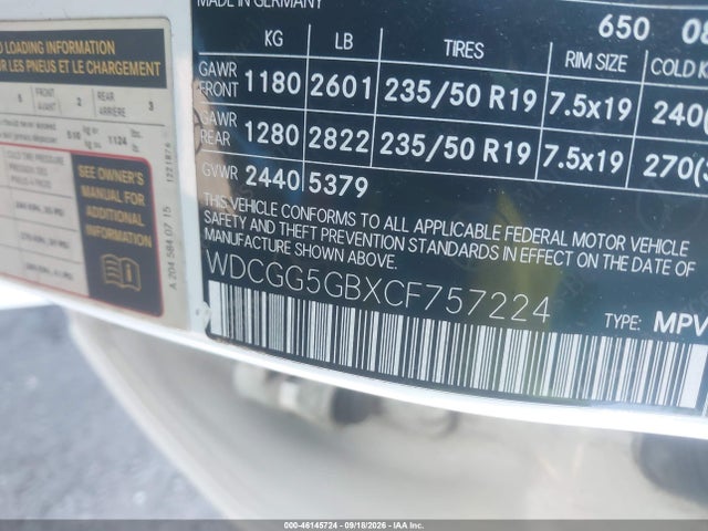 2012 Mercedes-benz Glk 350 მანქანა იყიდება აუქციონზე, vin: WDCGG5GBXCF757224, აუქციონის ნომერი: 46145724