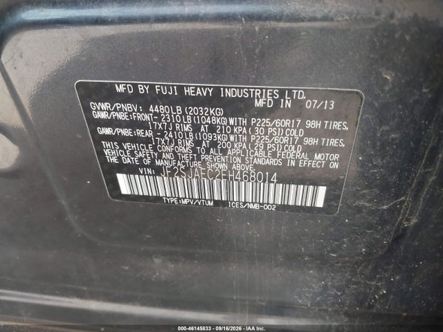 Subaru Forester 2.5i Premium 2014 JF2SJAEC2EH468014 Image 9