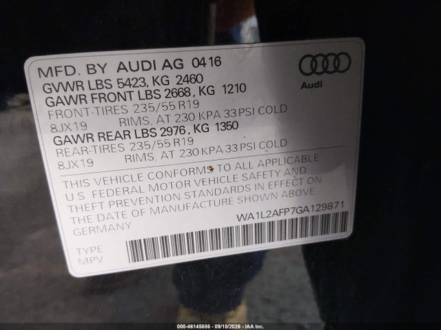 WA1L2AFP7GA129871 Audi Q5 2.0t Premium