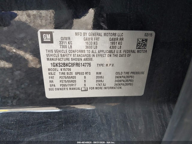 Aukcja sprzedaży 2015 Gmc Yukon Slt, vin: 1GKS2BKC8FR614776, numer aukcji: 46145925
