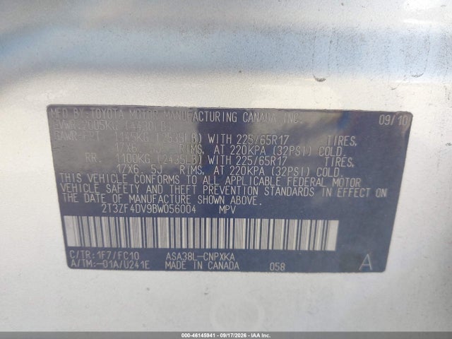 Продаж на аукціоні авто 2011 Toyota Rav4, vin: 2T3ZF4DV9BW056004, номер лоту: 46145941