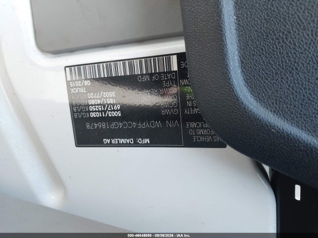 Продажа на аукционе авто 2016 Freightliner Sprinter 3500 High  Roof, vin: WDYPF4CC4GP186478, номер лота: 46145955