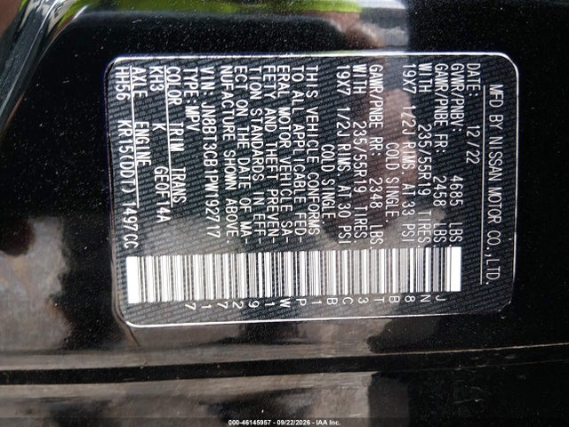 2023 Nissan Rogue Sl Intelligent Awd მანქანა იყიდება აუქციონზე, vin: JN8BT3CB1PW192717, აუქციონის ნომერი: 46145957