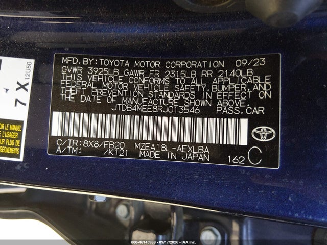 Toyota COROLLA LE 2024 JTDB4MEE8RJ013546 Image 9