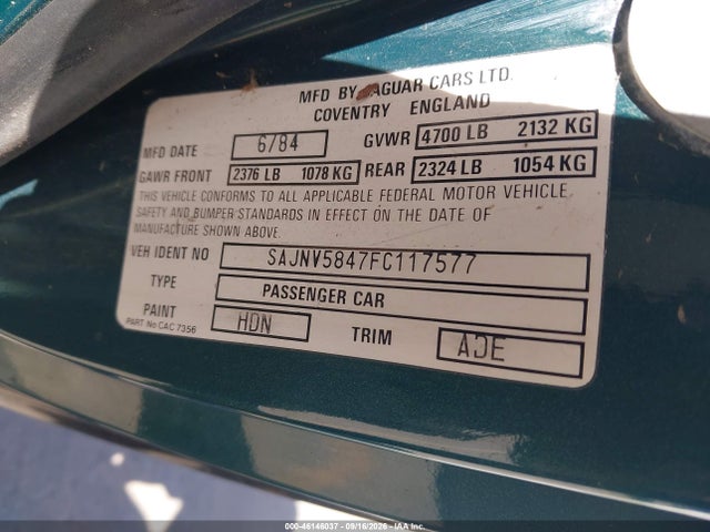 Продаж на аукціоні авто 1985 Jaguar Xjs, vin: SAJNV5847FC117577, номер лоту: 46146037