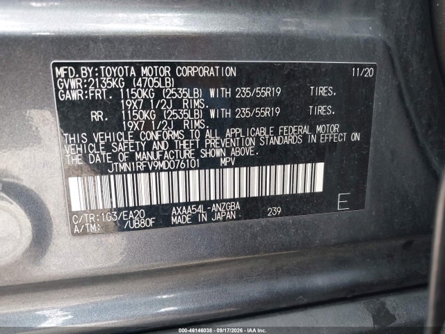 Toyota Rav4 Limited 2021 JTMN1RFV9MD076101 Image 9