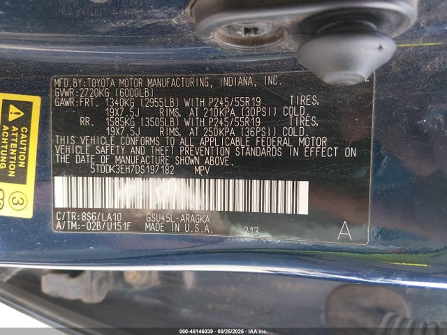 Продажа на аукционе авто 2013 Toyota Highlander Limited V6, vin: 5TDDK3EH7DS197182, номер лота: 46146039