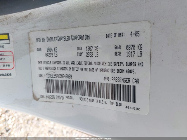 46146048 :رقم المزاد ، 1C3EL55RX5N640829 vin ، 2005 Chrysler Sebring Touring مزاد بيع