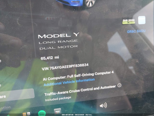 7SAYGAEE9PF836834 Tesla Model Y Awd/long Range Dual Motor All-wheel Drive