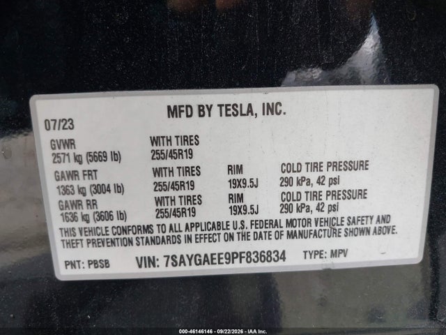 7SAYGAEE9PF836834 Tesla Model Y Awd/long Range Dual Motor All-wheel Drive