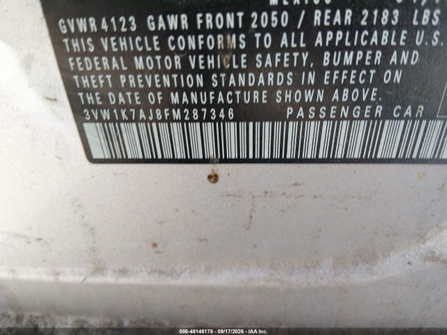 Volkswagen Jetta 2.0l S 2015 3VW1K7AJ8FM287346 Image 9