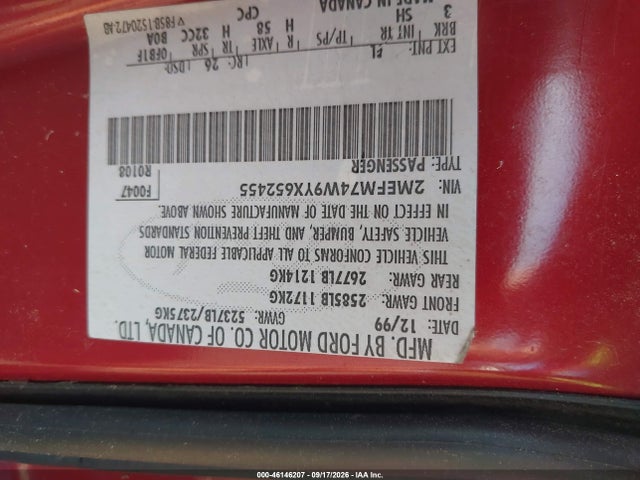 Продаж на аукціоні авто 2000 Mercury Grand Marquis Gs, vin: 2MEFM74W9YX652455, номер лоту: 46146207